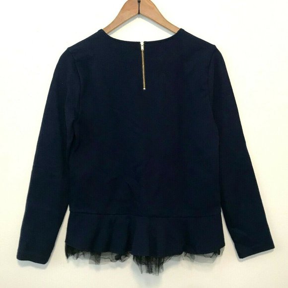 J. CREW  Ruffled Lace Hem Tulle Peplum Long Sleeve Top - Picture 8 of 8